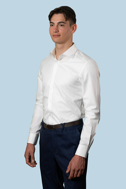 Higher Standard Twill White Dress Shirt 100% Cotton