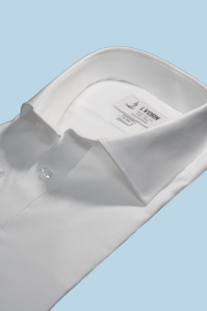 Higher Standard Twill White Dress Shirt 100% Cotton
