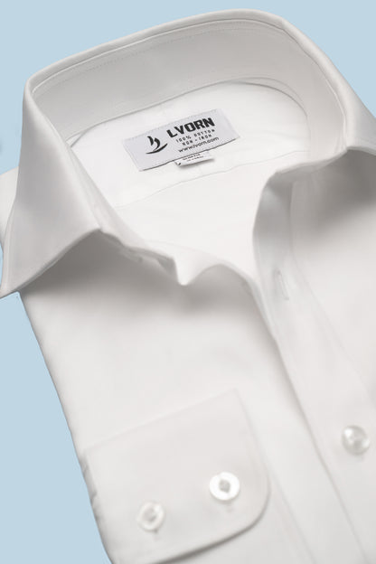 Higher Standard Twill White Dress Shirt 100% Cotton