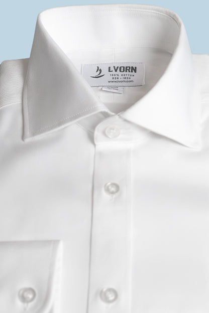Higher Standard Twill White Dress Shirt 100% Cotton